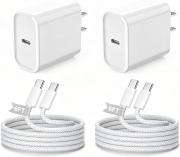 iPhone Charger Fast Charging,[Apple MFi Certified]20W iPhone USB C Fast Charger Block 2Pack 6FT Type C USB C to C Woven Cable for iPhone 17 Pro Max/17 Pro/Air/16 Pro Max/16 Pro/15 Pro Max,iPad Pro/Air